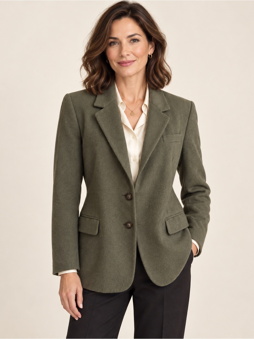 Vintage Talbots Olive Camel Hair Blazer Women’s Size 6 Made In Italy